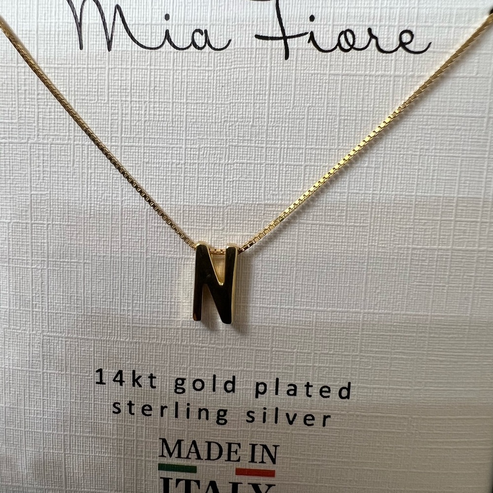 Mia Fiore 14K Sterling Silver N' Initial Necklace NWT
